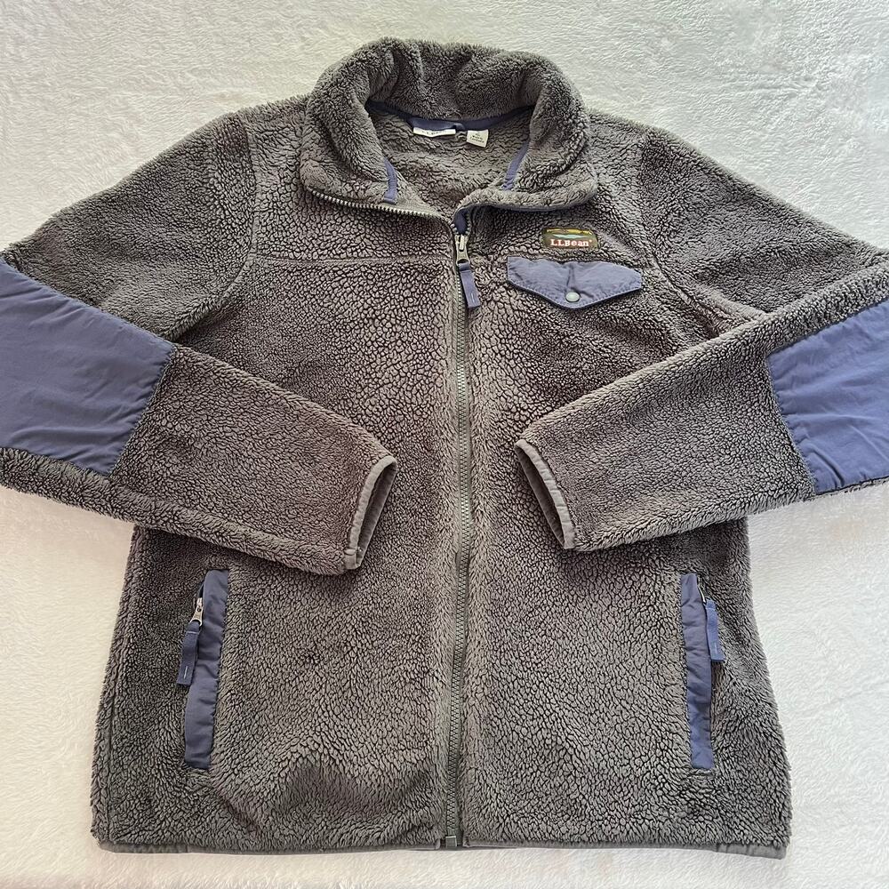 L.L. Bean Gray & Purple Fleece Jacket Sweatshirt Women's size Small